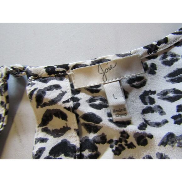 Joie Women's Silk Leopard Print Square Neck Short Sleeve Top White Black Size Lj - Picture 11 of 11